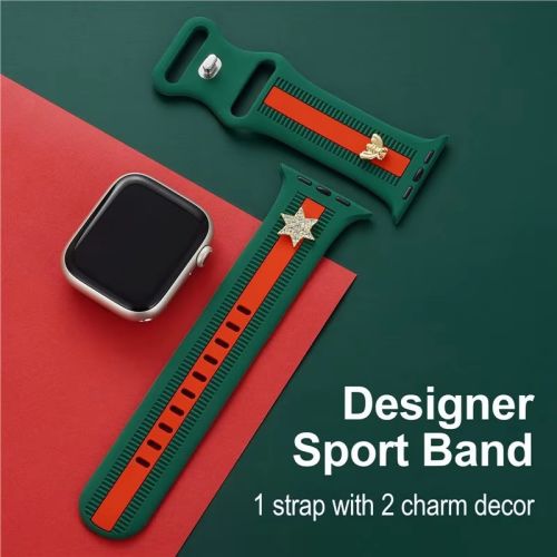 Two-Tone Serrated Silicone Sport Watch Strap For Apple Watch Ultra 2 49mm Band For Iwatch 9 8 7 6 5 38 40 41 42 44 45 Mm (GJB-892)