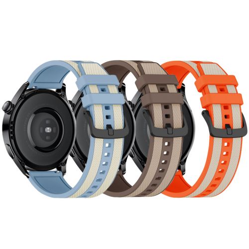 20mm 22mm Two-Tone Silicone Watch Strap For Samsung Huawei GT3/GT4/GT5 Honor Watch 4/5/6/7 （GJB-1045）