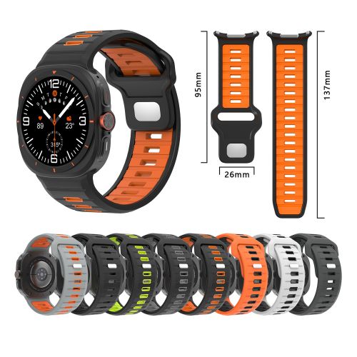 Dual-Color Breathable Waterproof Silicone Sport Watch Band For Samsung Galaxy Watch Ultra 47mm Watch Strap (GJB-1033)